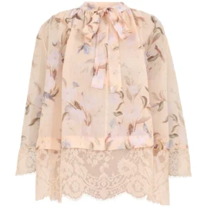 CASCADIAN LACE TIE NECK BLOUSE