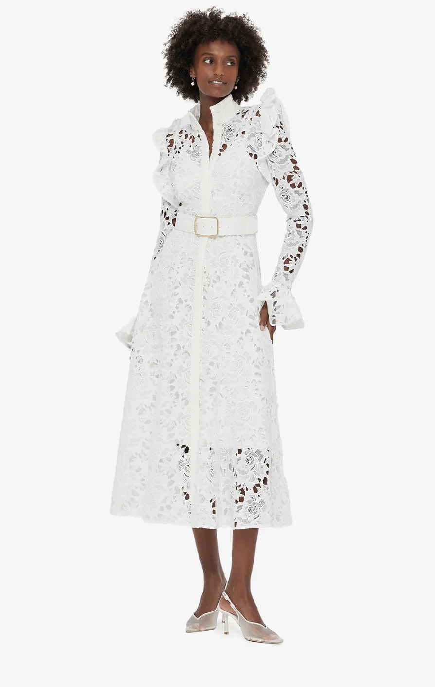Aliyah Lace Butterfly Sleeve Midi Dress