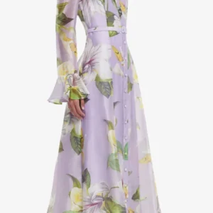 Katrina Butterfly Sleeve Midi Dress ( Lilac)