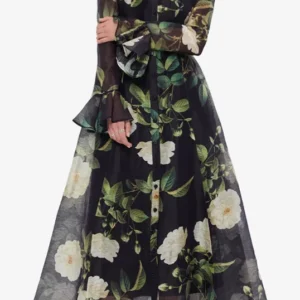 Katrina Butterfly Sleeve Midi Dress ( White Rose)
