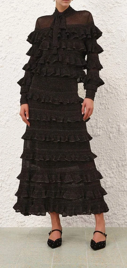 Rebellion Metallic Black Frill Set